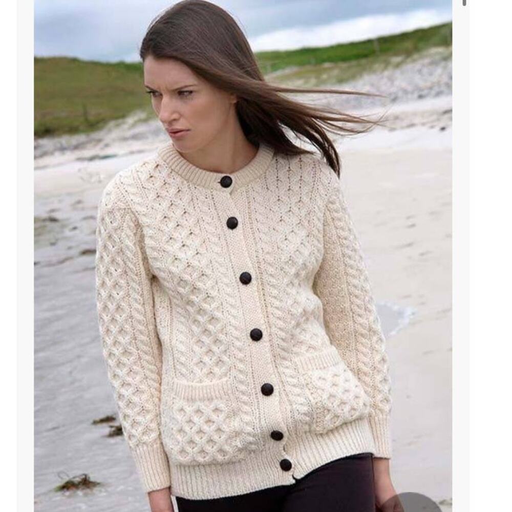 Aran Crafts Merino Wool Traditional Lumber Cardigan XP311 size Large